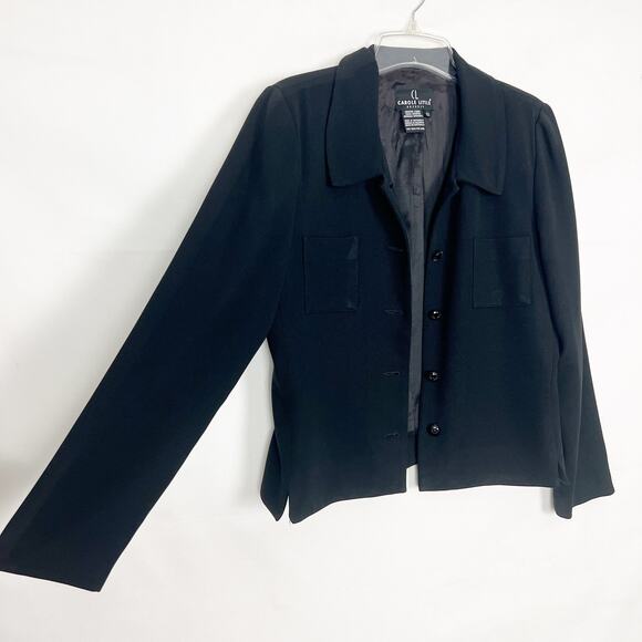 Carole Little Vintage Button Down Career Wear Black Jacket Size 10 - Picture 7 of 11